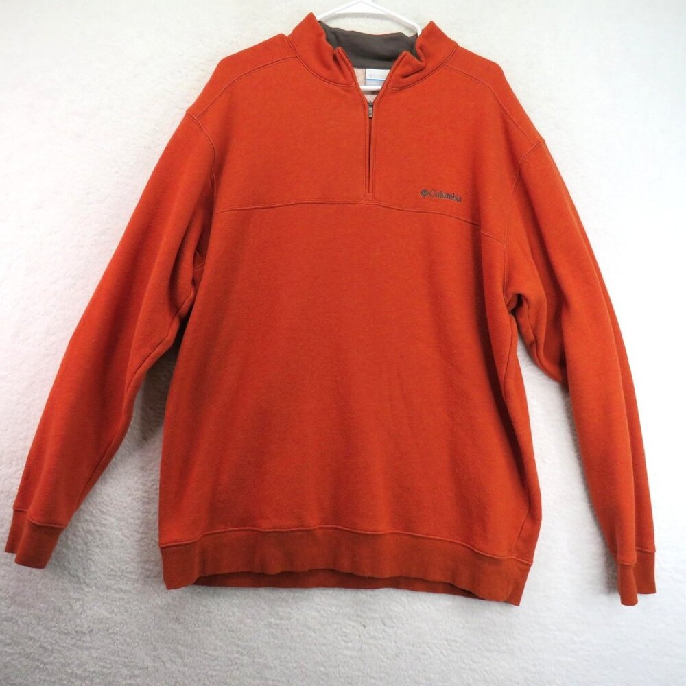 Columbia Pullover Sweater Mens XL‎ Orange Half Zip Outdoor Fleece Warm Casual